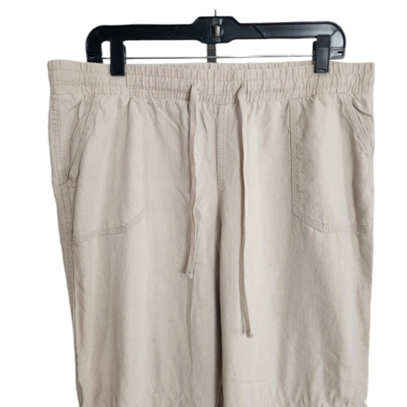 C est 1946 Women’s Linen Blend High Rise Straight Wide Leg Pants Lounge Size L - Picture 2 of 16